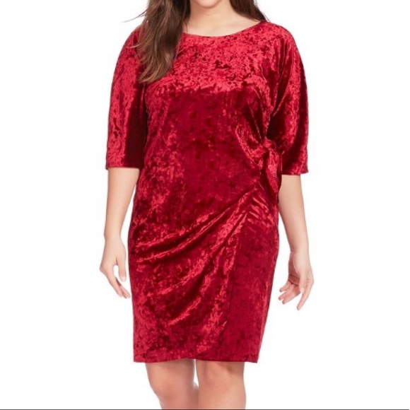 Robbie Bee Dresses & Skirts - 🌟 Robbie Bee Crushed Red Velvet Side-Tie Dress 1X